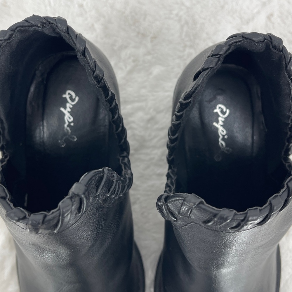 QUPID BLACK FAUX LEATHER ANKLE BOOTS/BOOTIES - Picture 4 of 9